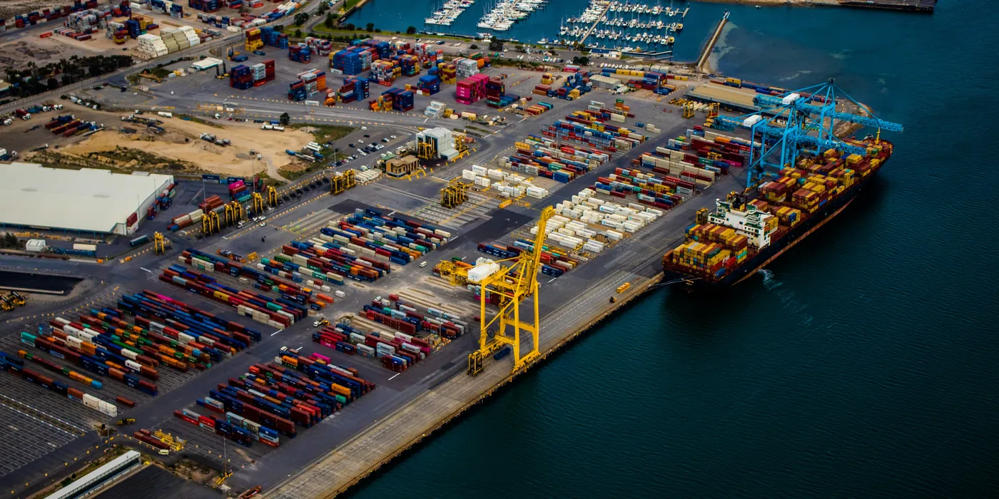 Container terminal seen from above